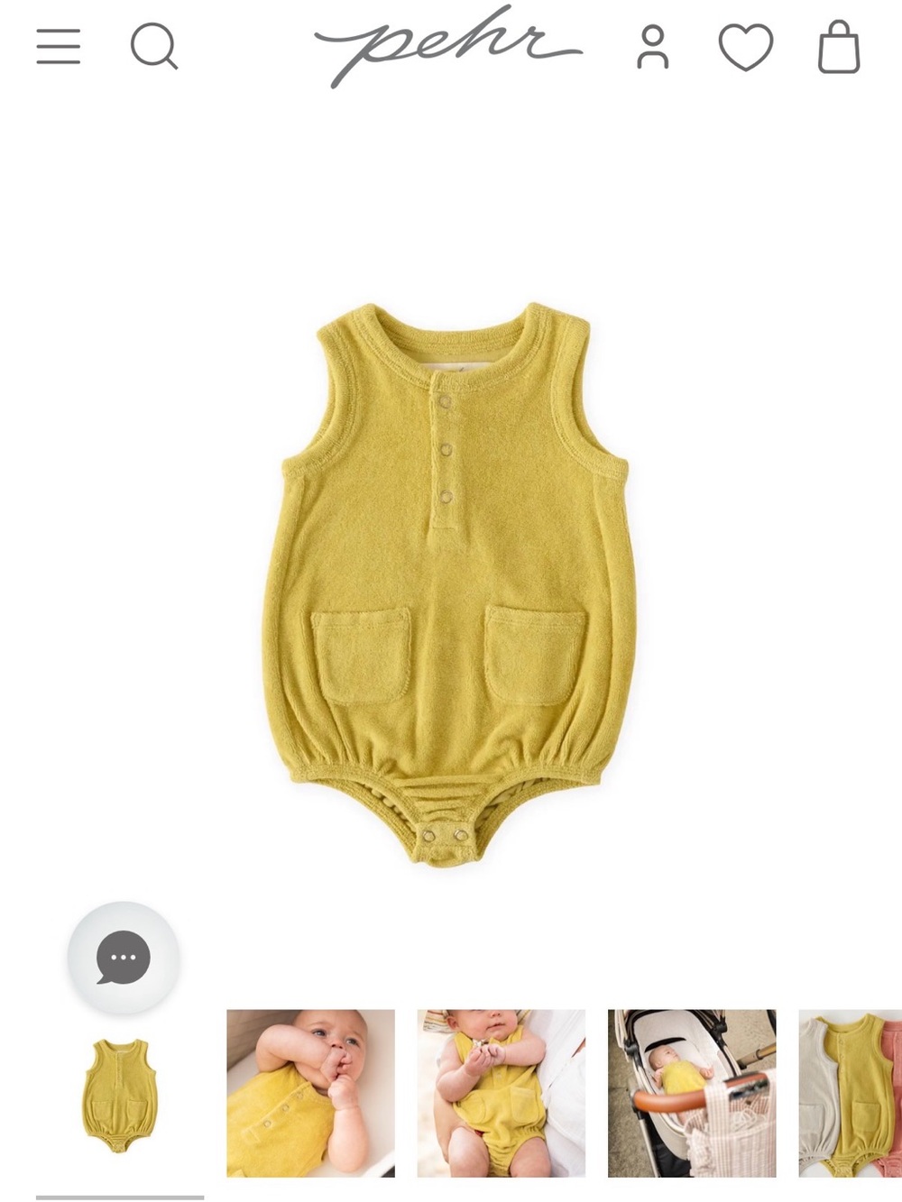 Pehr Classic Terry Pocket One Piece | GOTS 100% organic cotton